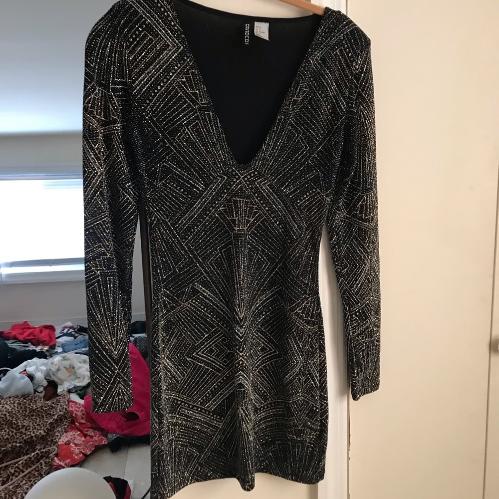 H&M black/gold Cocktail Dress